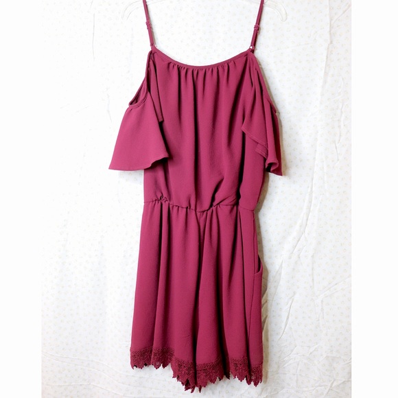 Maurices Cold Shoulder Lace Hem Romper - Picture 2 of 4